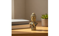 Antique Brass Buddha Bust Statue Shushing Buddha Bust Meditative Sculpture Miniature for Collectors, Art Lovers, Desk, Shelf, Tea Corner