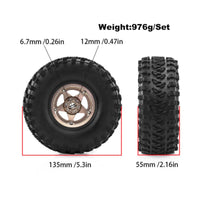 4 Pieces 2.2 Inch Beadlock Wheel Rim Wear Resistant Metal Rim Tire CNC Machined