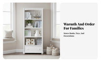 Minimalist Design Multi-Tier Bookcase Available with Drawers or Doors White Multi-Tier Shelving Unit Unrestricted Standing Design Storage Furniture Rounded Corners for Children, Students, Book Lovers, Study Room, Bedroom, Playroom