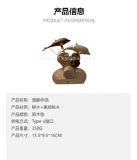 源头工厂-海豚伴侣手工原创实木摆件生日礼物节日跨境母亲节解压