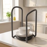 Dish Rack Plate Organizer with Draining Board Sink Drainer for Kitchen Counter, Space Saving 1 Tier Contemporary Dish Drainer