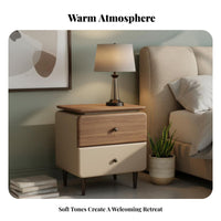 Minimalist Design Rounded Corner End Table with Drawer Fully Assembled Nightstand space-saving Size Household Furniture Sturdy Construction for Families, Homeowners, Renters, Bedroom, Small Spaces, Guest Room, Home Office
