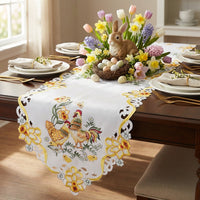 Embroidered Table Runner Satin Material Embroidered Placemat Festive Decoration Cutwork Table Runner for Homemakers, Homeowners, Kitchen