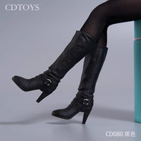 现货cdtoys CD080 1/6女兵人实心高跟鞋中筒靴子模型适合拆脚素体