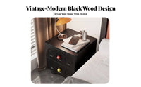 3-Drawer Nightstand adaptable Retro 3-Drawer End Table Easy Assembly for Bedroom