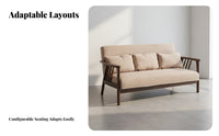 Nordic Design Aesthetic Wooden Frame Couch Small Space Friendly Sofa Minimalist Design Home Furniture Soft Upholstery for Apartment Dwellers, Lightice Managers, Young Adults, Living Room, Reception Area, Cafe, Balcony