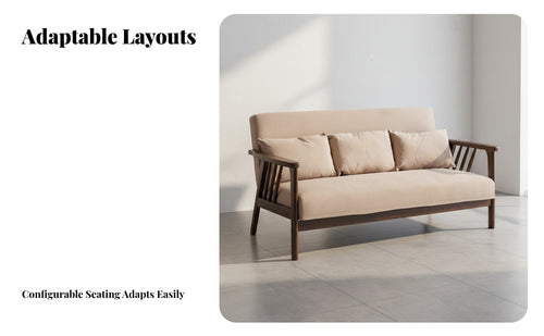 Nordic Design Aesthetic Wooden Frame Couch Small Space Friendly Sofa Minimalist Design Home Furniture Soft Upholstery for Apartment Dwellers, Lightice Managers, Young Adults, Living Room, Reception Area, Cafe, Balcony