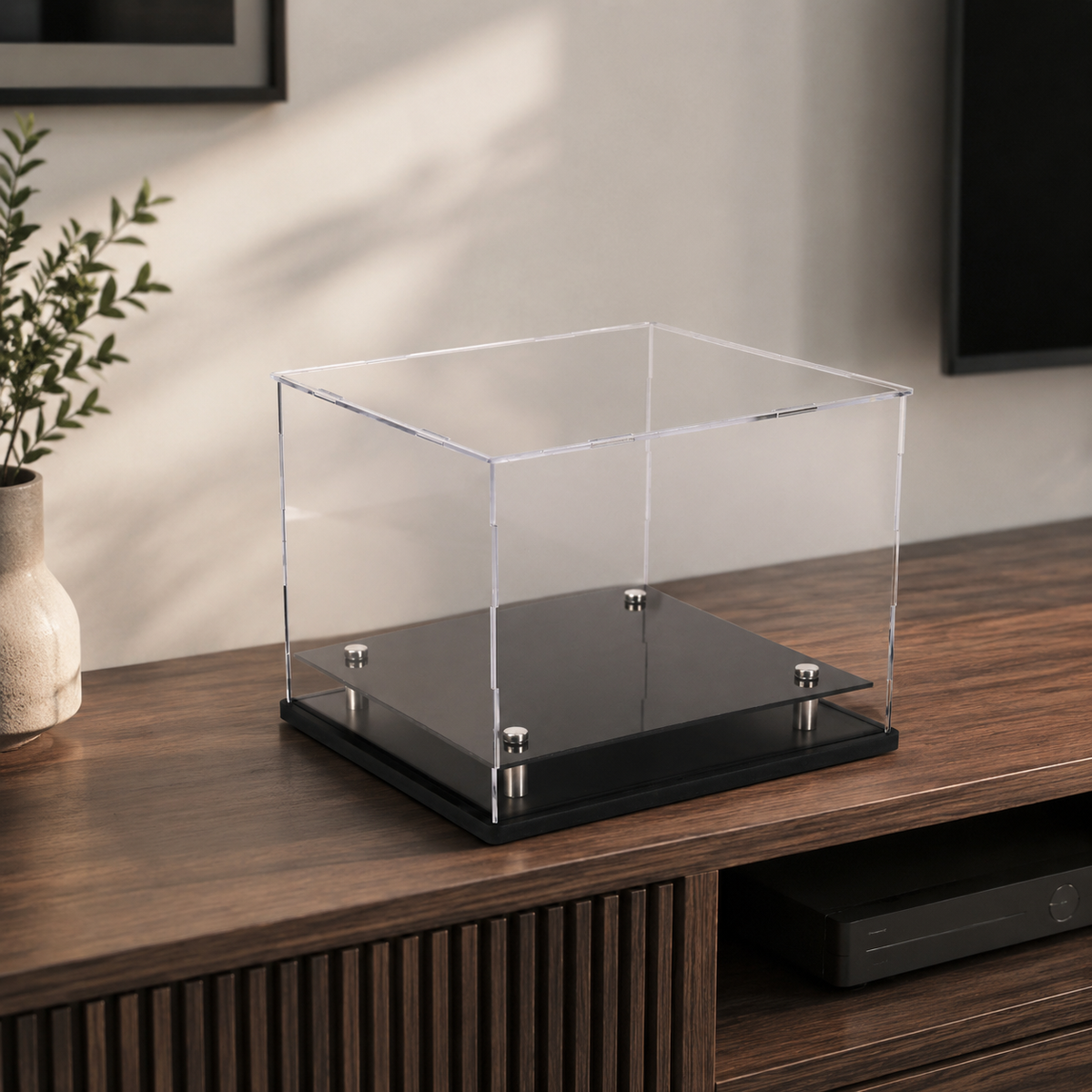 Acrylic Display Case, Clear Display Box with Black Base, 40x20cm Dustproof for Model Car, Collectible & Memorabilia