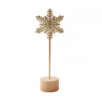 Nordic Design Iron Flower Statue with Wood Base Modern Design House Decoration Handmade for Bedroom, Bookshelf
