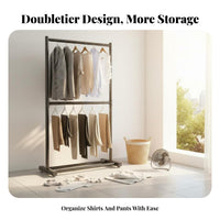 Freestanding Garment Rail Foldable Open Wardrobe System Portable Minimalist Design for Apartment Dwellers, Renters, Laundry Room