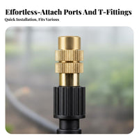 6mm Irrigation Mister Drip System Compatible Brass Misting Nozzle Cooling Mist Fine-Spraying Sprinkler Head for Gardeners, Greenhouse Owners