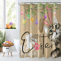 Easter Shower Curtain Crisp Printing Easter Bunny Shower Curtain Easy Installation for Homeowners, Families, Bathtub Area