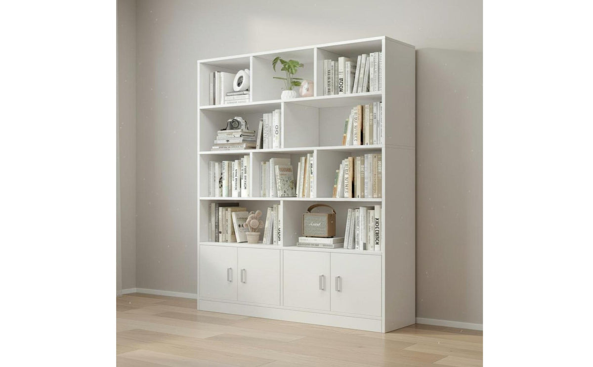 Tall Storage Cabinet with Doors Sturdy Duty Floor Standing Storage Organizer Multi-Tier Display Shelf Stable Design Household