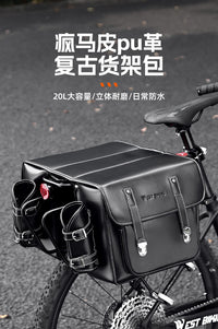 WEST BIKING Bicycle Pannier Bag, PU Leather, 20L, Rear Rack Bag