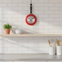 Frying Pan Timepiece Black Handle Pan Wall Timepiece 8-Inch
