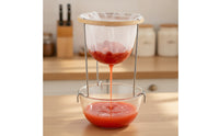 Stainless Metal & Gelatin Strainer with Stand Rust-Resistant Strainer with Mesh Bag Long-Lasting Filtering Stand Countertop for Home Cooks