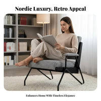 Houndstooth Armchair Nordic Design Upholstered Accent Armchair Modern Minimalist Sturdy Wood Frame for Adults, Homeowners