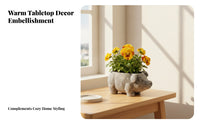 Pig-Shaped Planter Weathered Home Decor Item Four-Legged