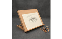 Table Top Easel Beechwood Desktop Painting Surface Portable Wooden Easel with Shelf for Artists, Studio, Classroom