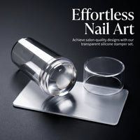 Manicure Stamping Kit with Transparent Template, Reusable Nail Design for Technicians, French Tip Decoration Set