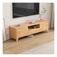 Solid Wood TV Cabinet Fully Assembled Wooden Storage Console Cable Management Modern Entertainment Center for Small Apartment Owners, Bedroom