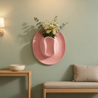 Hat Shaped Vase Embossed Decor Sculptural for Living Room