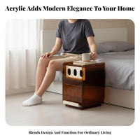 2-Tier Wavy Stand Transparent Nightstand adaptable for Living Room, Minimalists