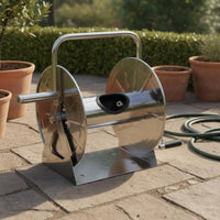 Stainless Metal Hose Reel Hose Reel Cart Freestanding for Watering Plants