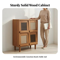 1 Piece Walnut Finish Bookcase Freestanding Wood Book Shelf Versatile Storage Cabinet Innovative Door Display Space-saving Shelf Suitable for Adults Living Room Bedroom Hallway