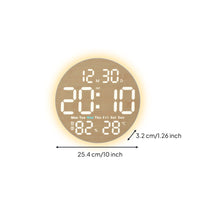 Digital Wall Clock with Temperature Woodgrain for Bedroom, Office