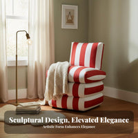 Contrast Stripe Stripe Accent Chair Stain-Resistant Fabric Striped Upholstered Armchair With Armrests Mid-Century Modernera