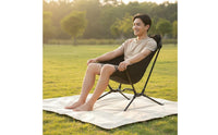 Foldable Rocking Chair With Headrest Portable Lounge Rocker Padded Seat Camping Moon Chair for Beach, Picnic