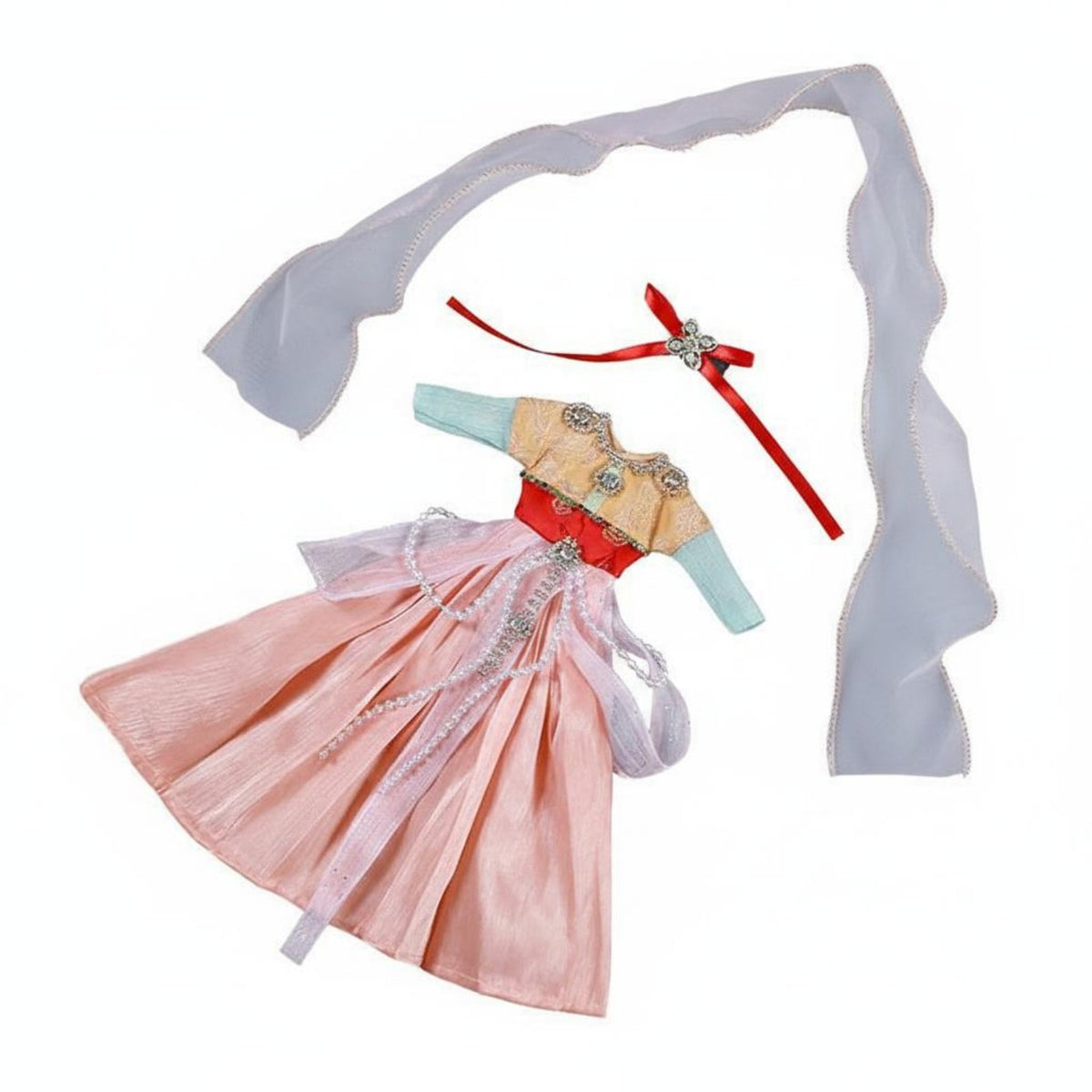 1/6 BJD Doll Dress Set Draping Gauzy Material BJD Doll Outfit Ribbon Detail
