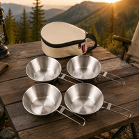 4 Pack Camping Bowls, 304 Grade Steel Outdoor Bowls with Handbag, Lightweight Travel Bowls for Picnic, Barbecue & Hiking