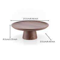 Shallow Tray Pedestal Cake Stand Brown Wooden Pedestal Cake Stand for Tabletop