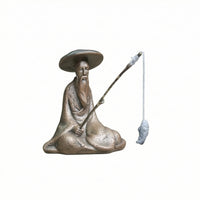 Mini Fisherman Figurine Small Fisherman Statue Rustic Miniature Landscape Decor Asian Zen for Gardeners
