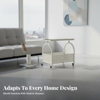 2-Tier Rolling Organizer with casters Side Table Easy to Assemble for Living Room