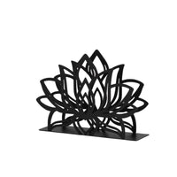 Hollow-out Metal Napkin Rack Decorative Black Iron Napkin Holder Weighted Base Metal Tabletop Tissue Holder for Cafe