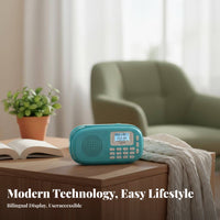 3-in-1 Functionality Pocket Radio Speaker Palm-Sized Card-Slot Audio Player Lightweight Radio Receiver Rechargeable for Travelers, Students, Travel, Walking, Outdoor, Study