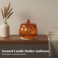 With Lid Decorative Pumpkin Candle Holder Vintage Design Pumpkin Shaped Glass Jar Festive Design for DIY Crafters, Table Centerpiece