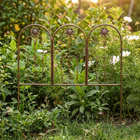 Lawn Edging and Garden Trellis for Climbing Plants, Heavy Duty Iron Plant Support for Garden Border, Floral Ornate Rustproof Metal Fence Dog