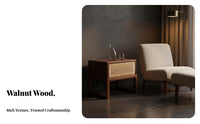 Rattan Drawer End Table Zen-inspired Design Nightstand Vintage Inspired Minimalist for Homeowners, Renters, Hallway