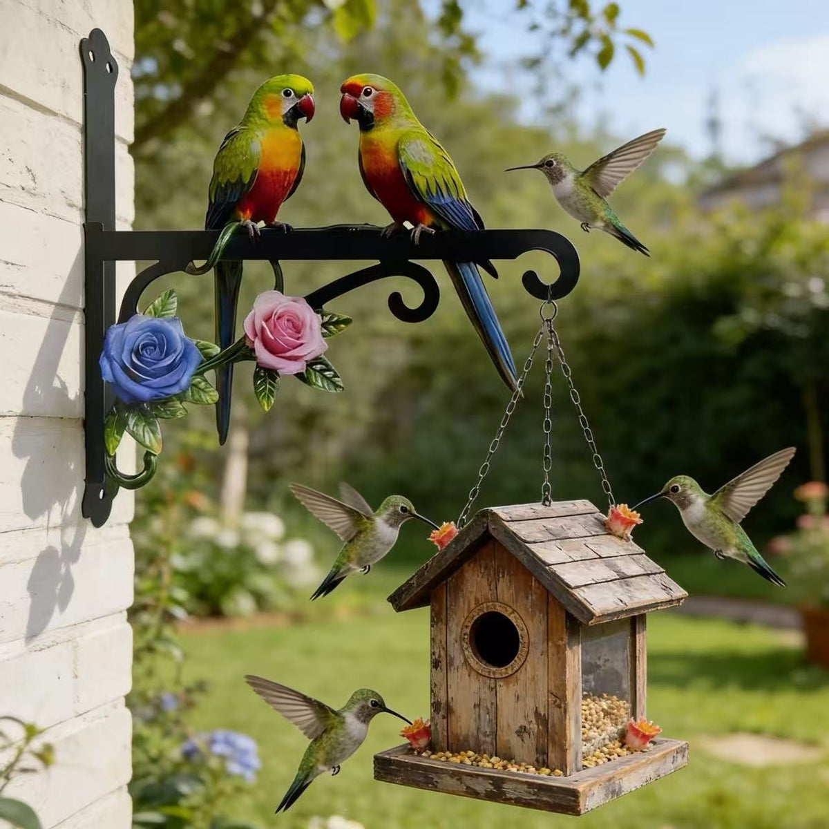 Metal Wall-Mounted Plant Hanger with Hook for Flower Pot or Bird Feeder