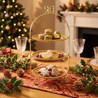 Arched Dessert Display Silver-Tone Dessert Stand with Round Plates Easy Storage Serving Tray for Afternoon Tea, Banquets