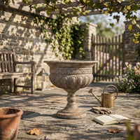 Pedestal Planter Vintage Goblet Planter Embossed Detailing Plant Holder for Courtyard, Floral Display