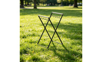Stainless Steel Collapsible Trash Bag Holder Rack Iron Foldable Trash Bag Holder X-Shaped Frame Waste Container Wood Handle