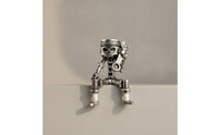 Mechanical Statue Silver Toned Robot Compact Ornament for Office