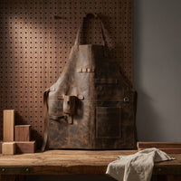 Vintage PU Leather Apron Adjustable Apron with Pockets Multi-Pocket Wear-Resistant for Barbers, Workshop, Barbecue, Grilling