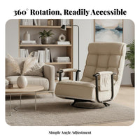 Rotating Recliner Chair Adjustable Backrest Reclining Armchair Padded Cushioning Convenient Storage Pocket for Students