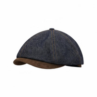 Unisex Octagonal Cap, Jean Newsboy, Street Style